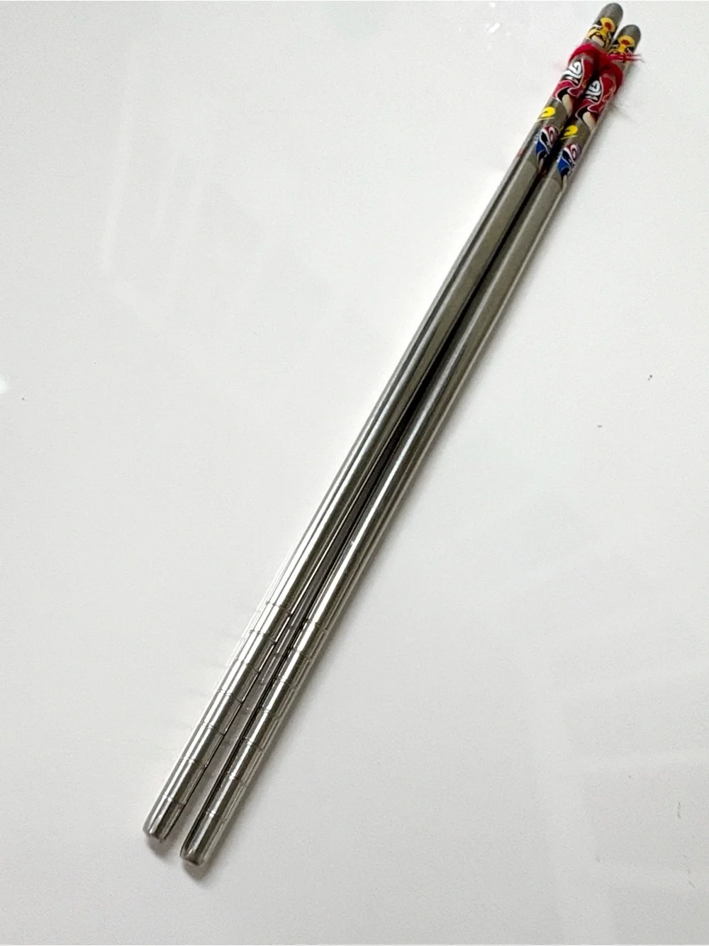 Reusable Beijing Opera Mask Stainless Steel Chopsticks & Brocade Travel Pouch